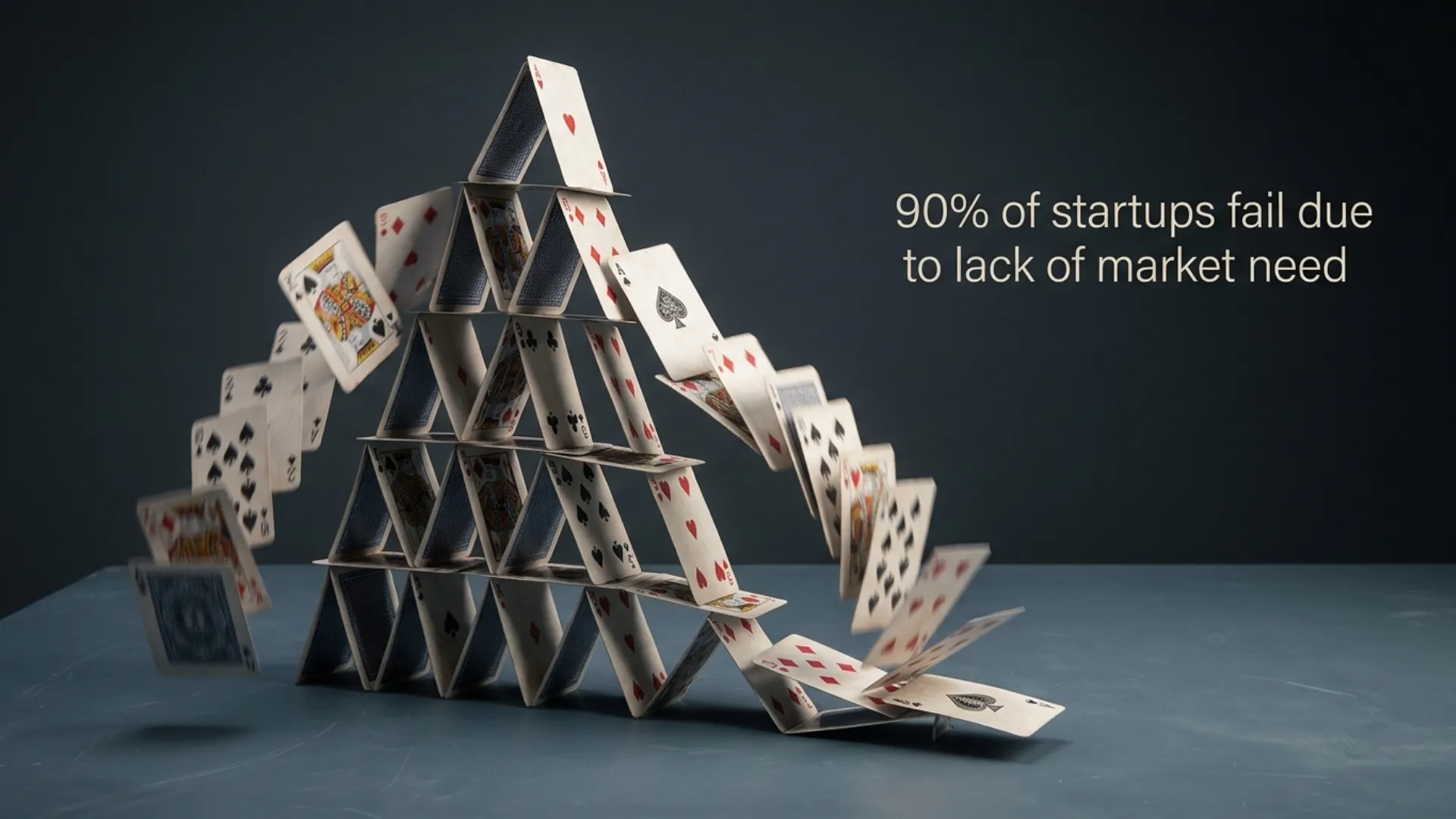 Office space with sign showing startup failure statistic illustrating risks of launching products without primary market research.