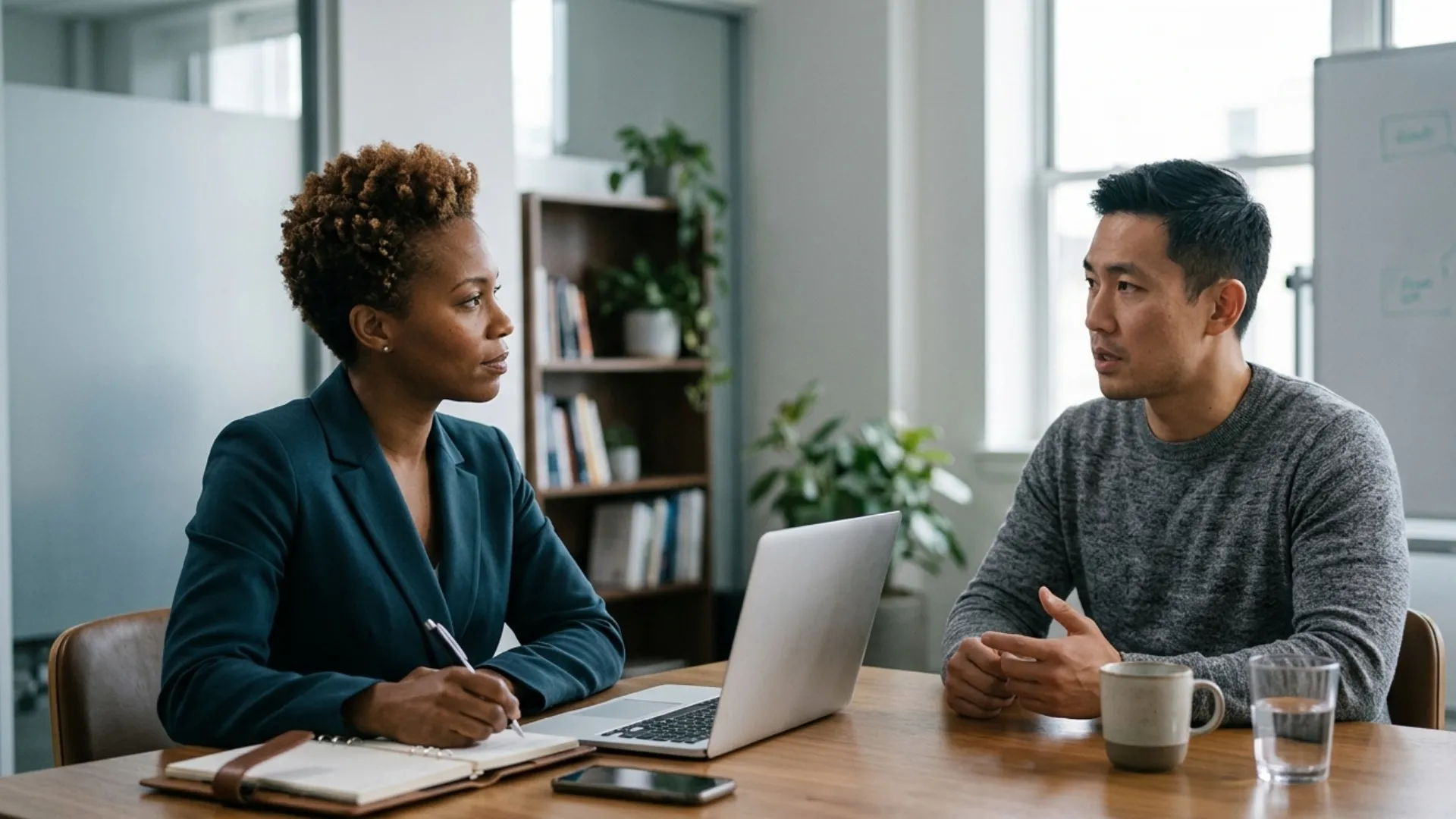 Researcher conducting an in-depth interview to understand consumer decision making